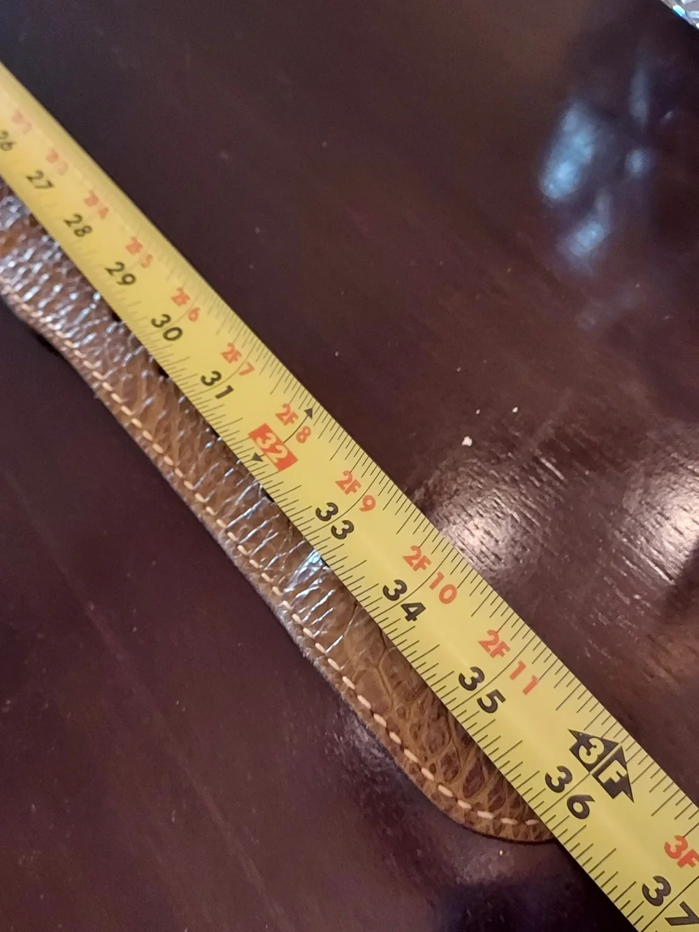 Unisex Two-Tone Brown Western Leather Belt with Textured Panels. SZ. 32